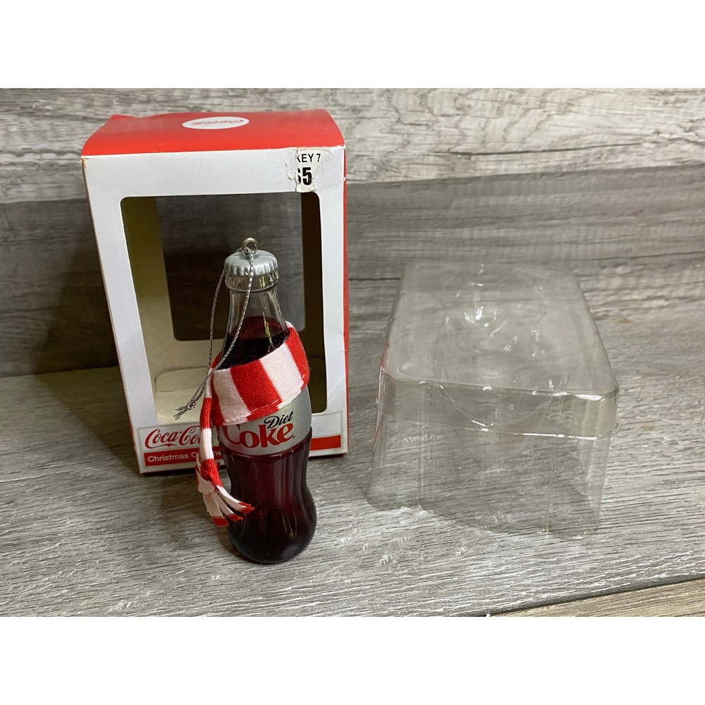 Coca-Cola Diet Coke Bottle Christmas Ornament Red Scarf Excellent ZMC1121